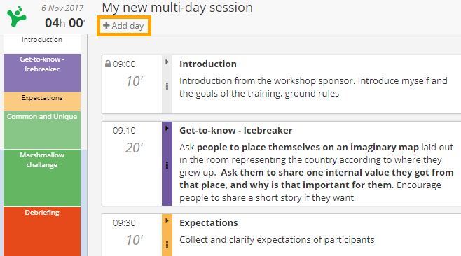 Multiday workshop agenda