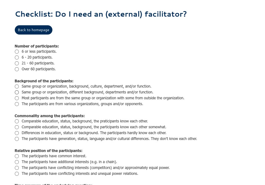a list of points to consider when deciding to hire a facilitator, screenshot