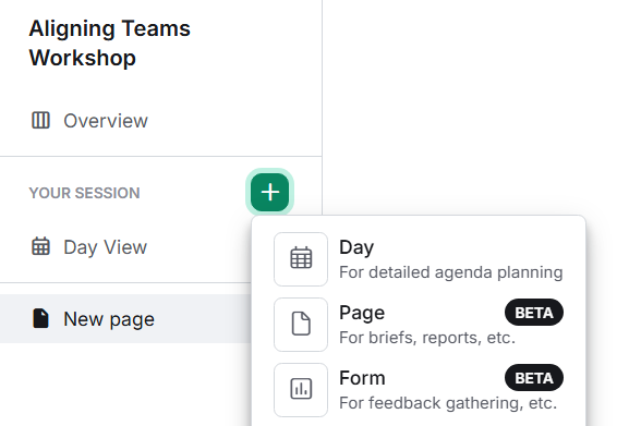 A screenshot from the SessionLab app showing how to add a Form