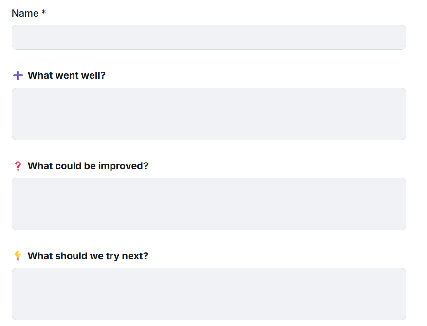 A screenshot from the SessionLab app showing a retrospective template