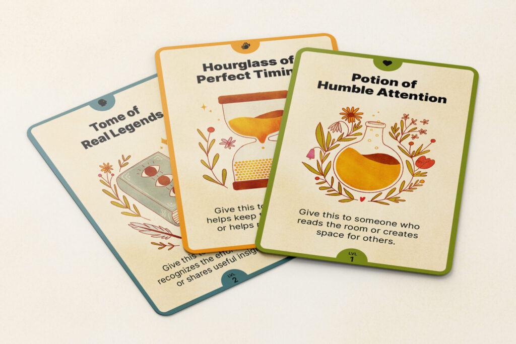 A spread of the Workshops & Wizards facilitation cards