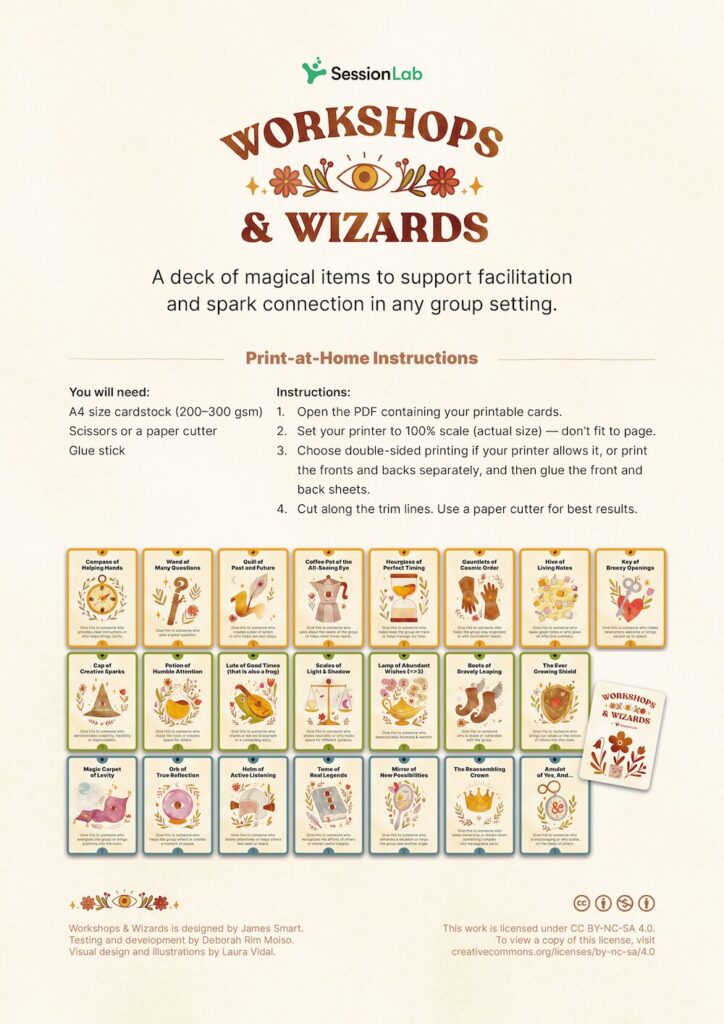 Cover image for print at home version of Workshops & Wizards cards