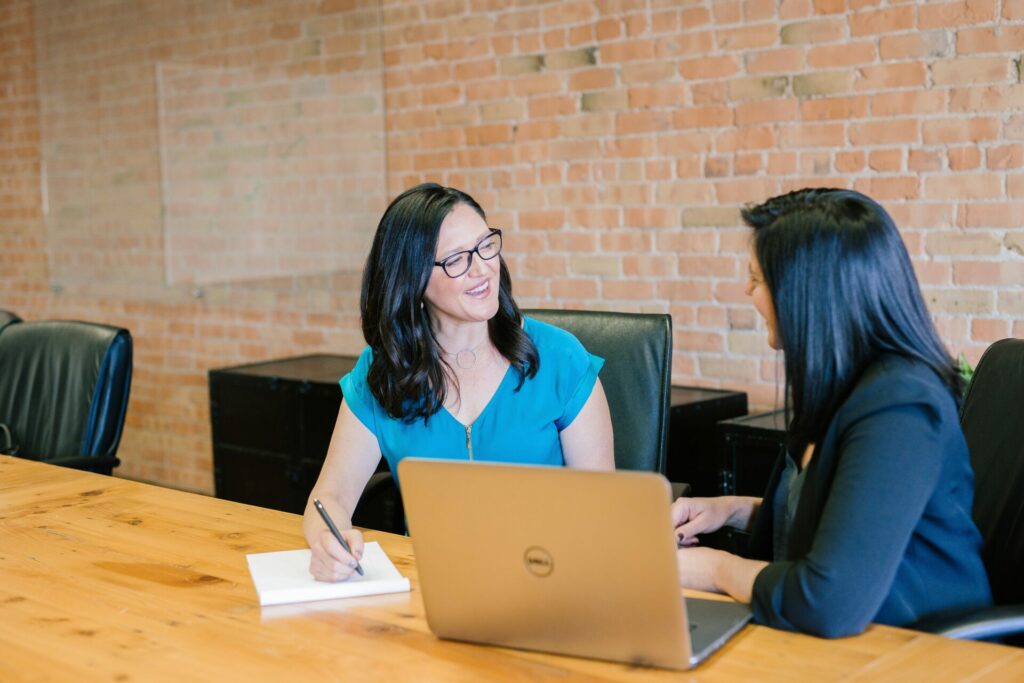 two business women in a meeting