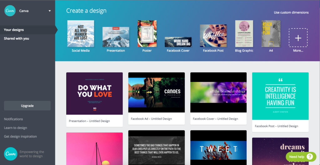 A screenshot of Canva.