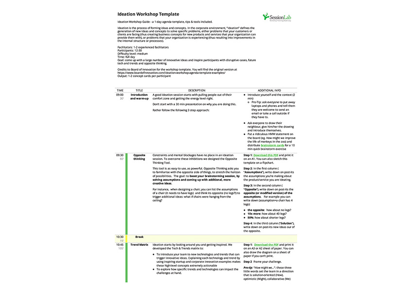 Ideation Workshop Schedule PDF