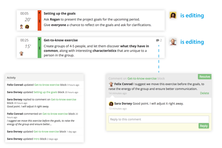 Collaborate on your plan with comments and real-time editing