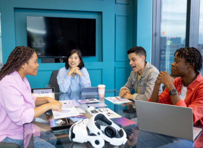 People reflecting in a team meeting
