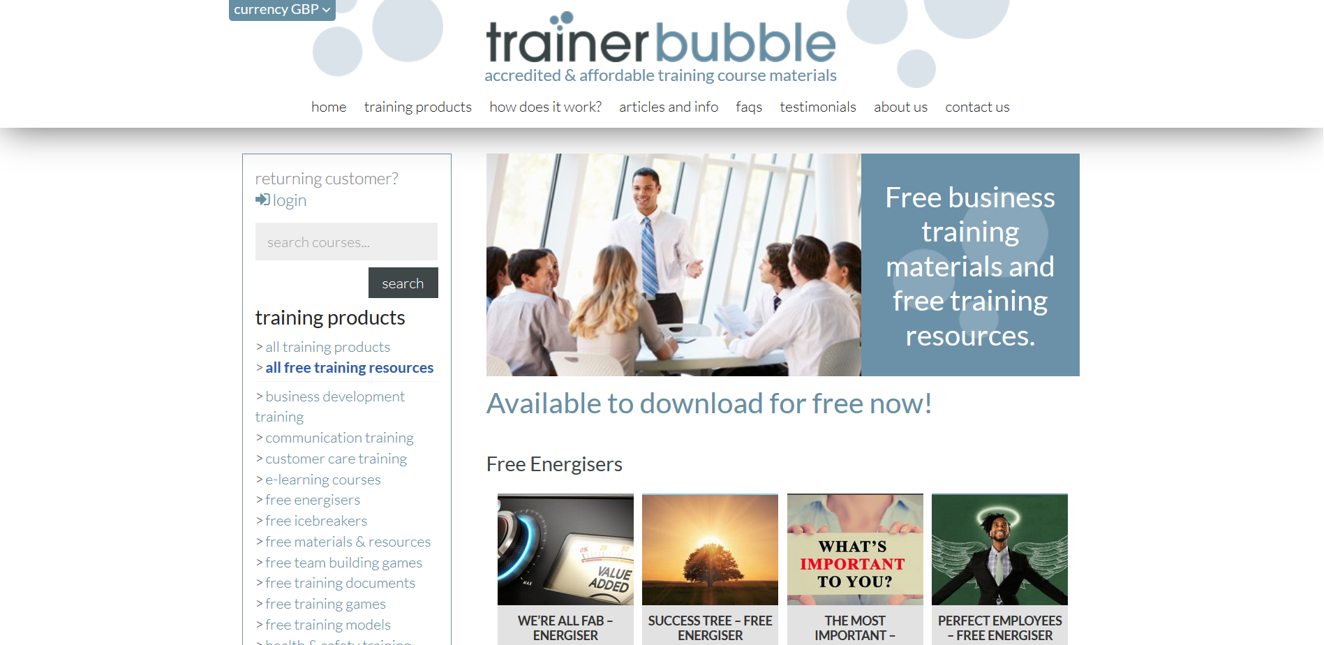 trainers bubble website 